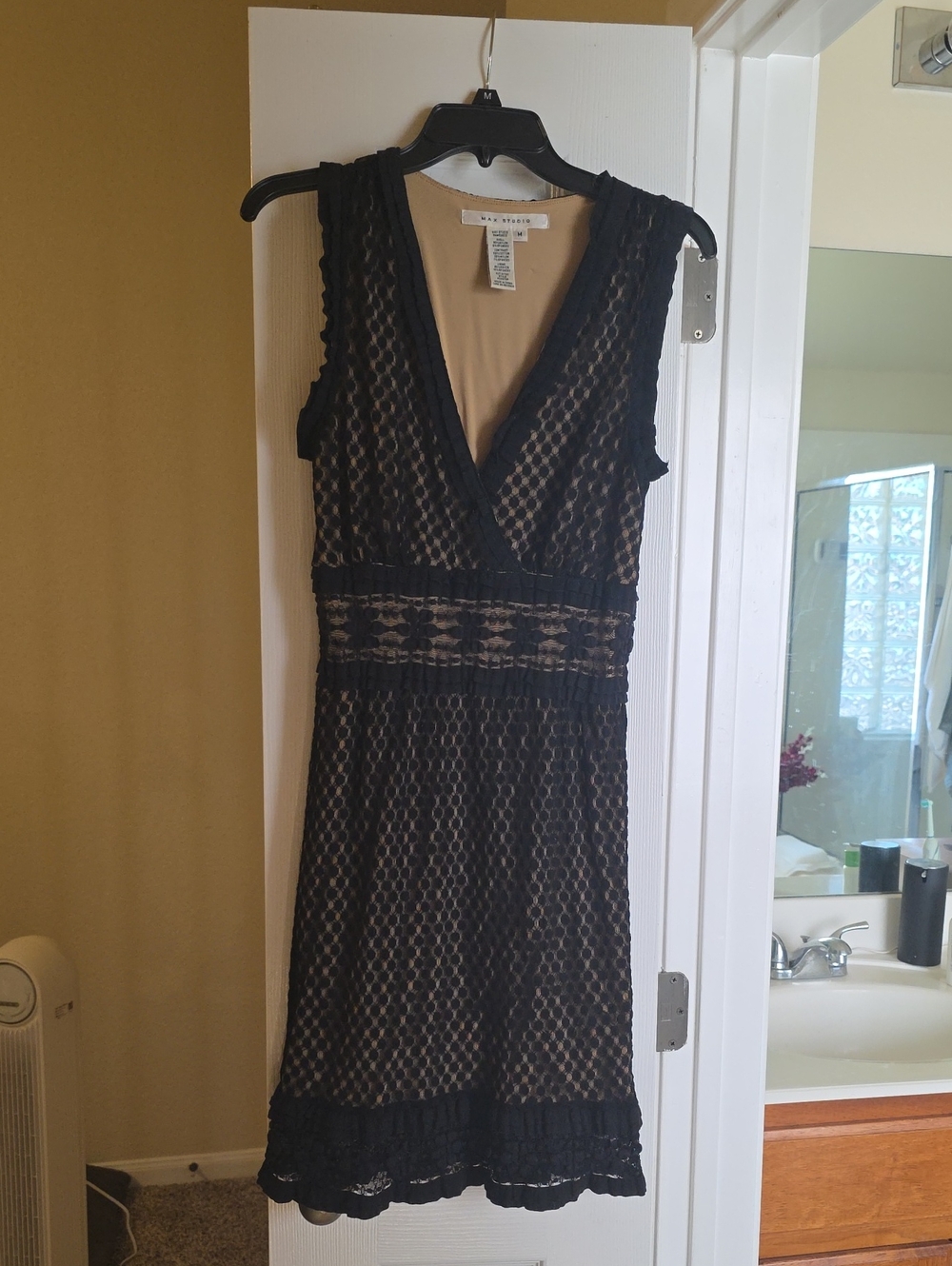 Max Studio Black Lace Dress with Nude Lining